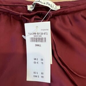 NWT! Abercrombie & Fitch Mid Rise Satin Maxi Skirt in Burgundy